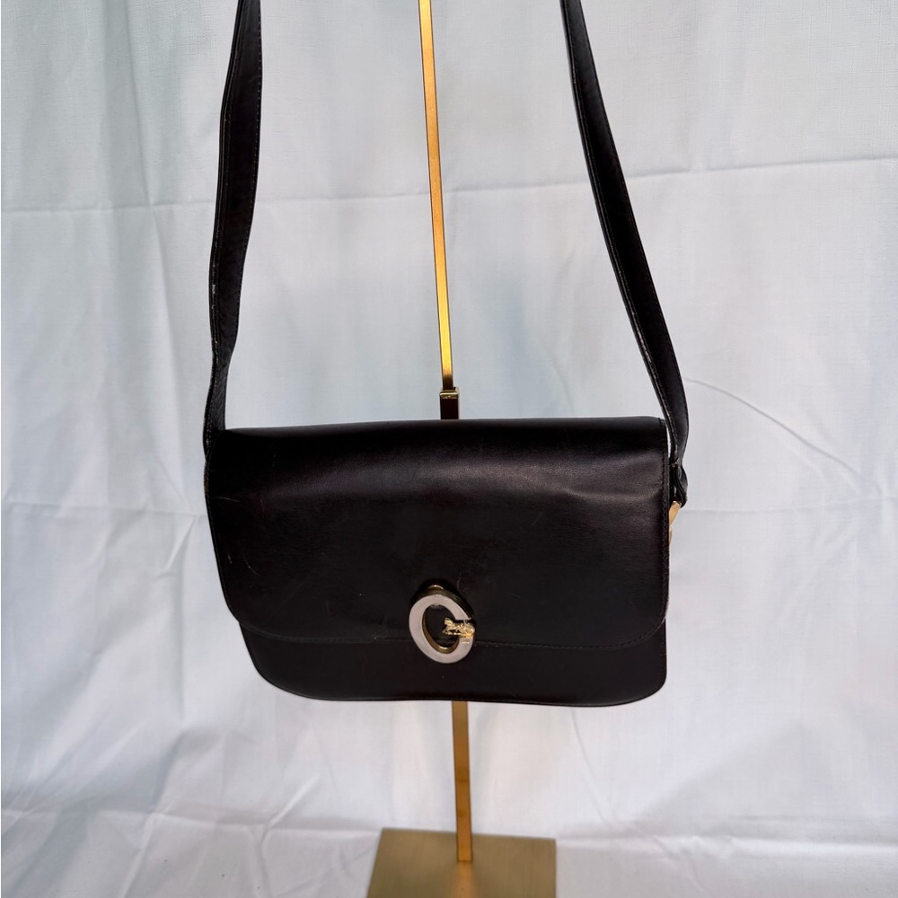 Celine Black Crossbody Bag with Gold Accent